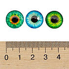 Кабошони Очки Скляні Круглі, 14х4мм, 3 кольори, 30шт/набір, фото 3