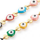 Комплект Намисто і Браслет, Нерж. Сталь та Емаль, Серце з Оком, Золото, 40см, Браслет 19.5см, фото 4