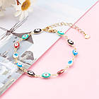 Комплект Намисто і Браслет, Нерж. Сталь та Емаль, Серце з Оком, Золото, 40см, Браслет 19.5см, фото 7