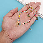 Комплект Намисто і Браслет, Нерж. Сталь та Емаль, Серце з Оком, Золото, 40см, Браслет 19.5см, фото 8