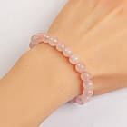 Браслет з Намистин Натурального Рожевого Кварцу, Еластичний, 5.5-6см, Намистина 8мм, 20-23шт/браслет, фото 4