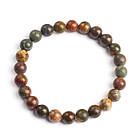 Браслет з Намистин Натуральна поліхромна Яшма Пікассо, Еластичний, 5.5-6см, Намистина 8мм, 20-23шт/браслет, фото 3