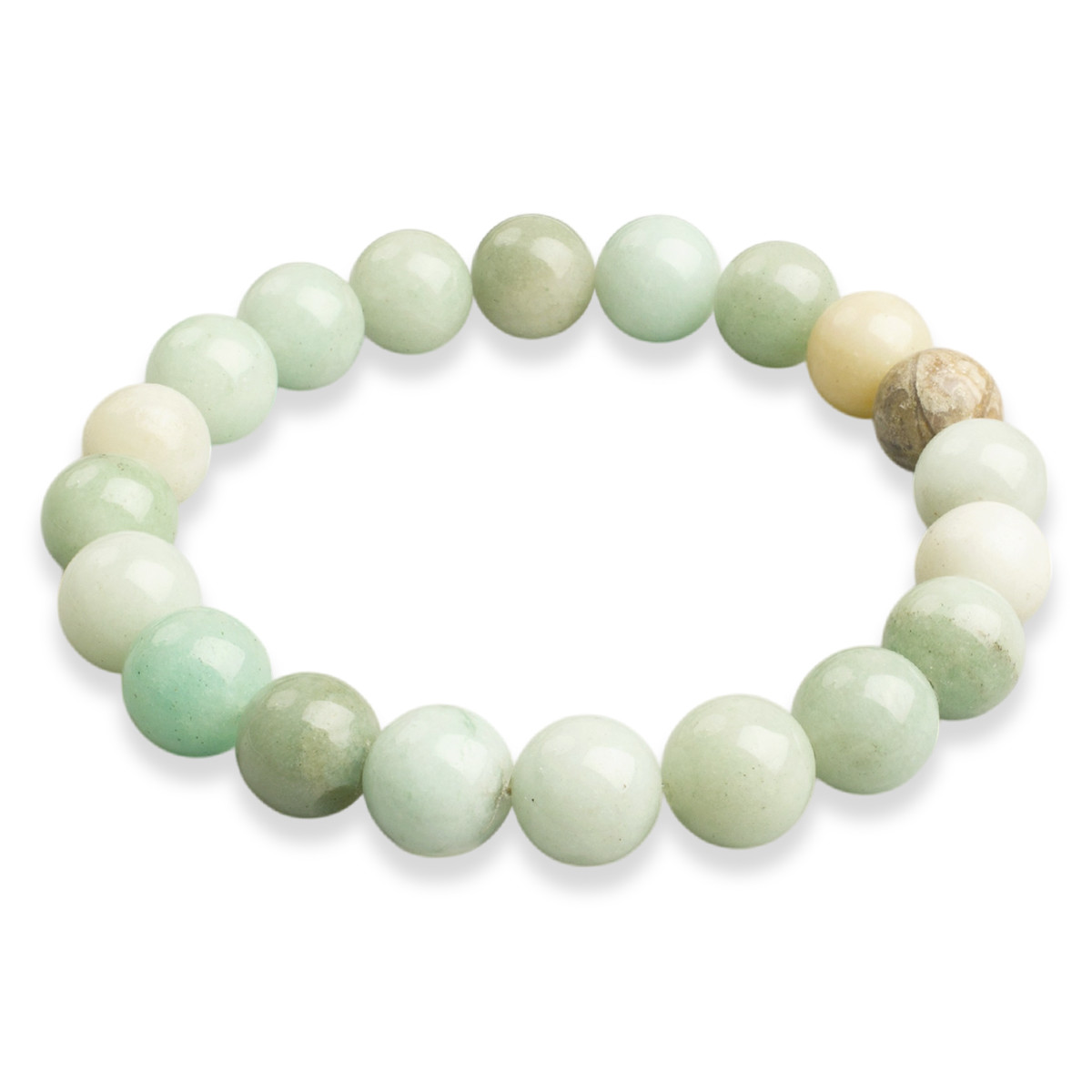 Браслет з Намистин Натурального Амазоніту, Еластичний, 5.2-5.5см, Намистина 10мм, 17-20шт/браслет, фото 1