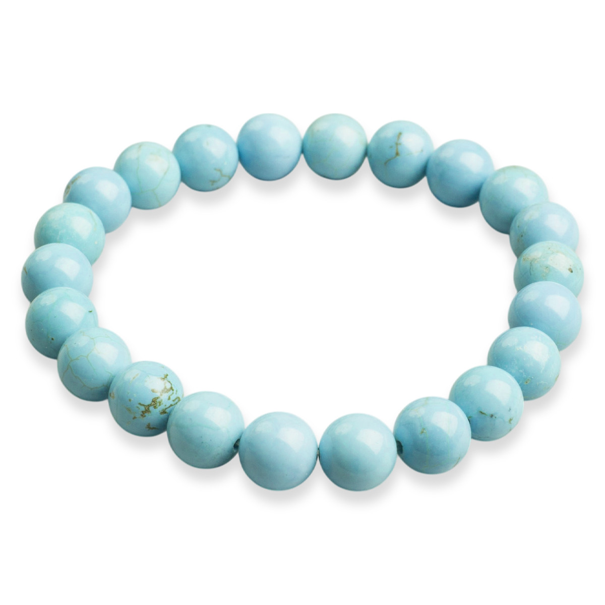 Браслет з Намистин Натурального Говліт, Термозабарвлені, Еластичний, 5.5-6см, Намистина 8мм, 20-23шт/браслет, фото 1