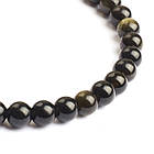 Браслет з Намистин Натурального Золотистого Обсидіану, Еластичний, 5-6см, Намистина 5.8-6.8мм, 27-31шт/браслет, фото 5