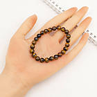 Браслет з Намистин Натурального Тигрового Ока, Еластичний, 5.5-6см, Намистина 8мм, 20-22шт/браслет, фото 2