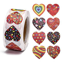 Декоративний Скотч Серце, Наклейки, 25мм, 500шт//котушка