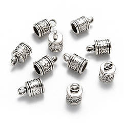 Концевики Для Шнура, Сплав, Античне Срібло, 16х19мм, всередині 6.5мм, Отв. 3мм, 10 шт