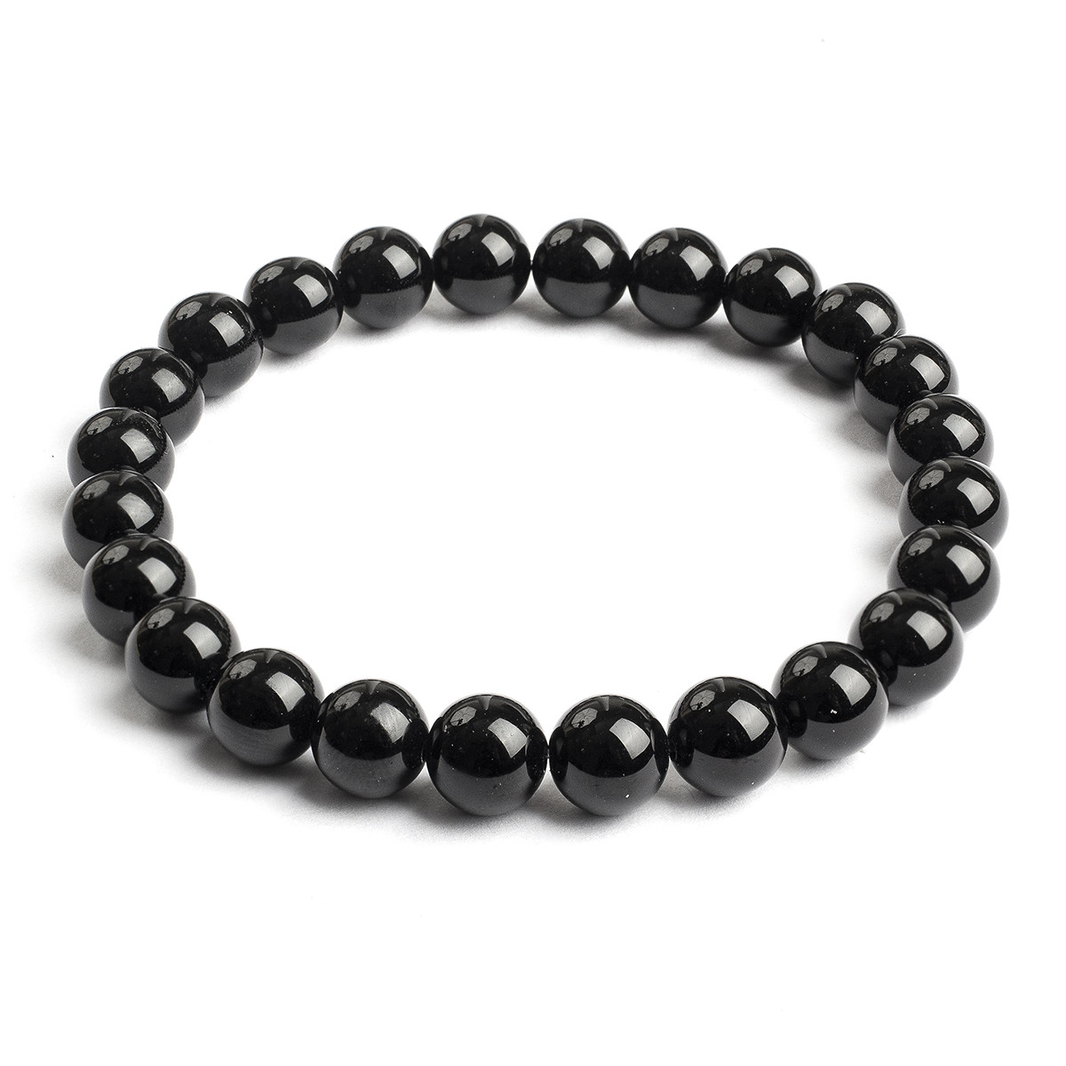 Браслет з Натурального Обсидіану, Еластичний, Намистина 8-9мм, 1 шт, фото 1