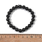 Браслет з Натурального Обсидіану, Еластичний, Намистина 8-9мм, 1 шт, фото 5