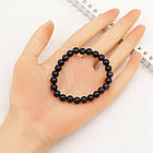 Браслет з Натурального Обсидіану, Еластичний, Намистина 8-9мм, 1 шт, фото 6