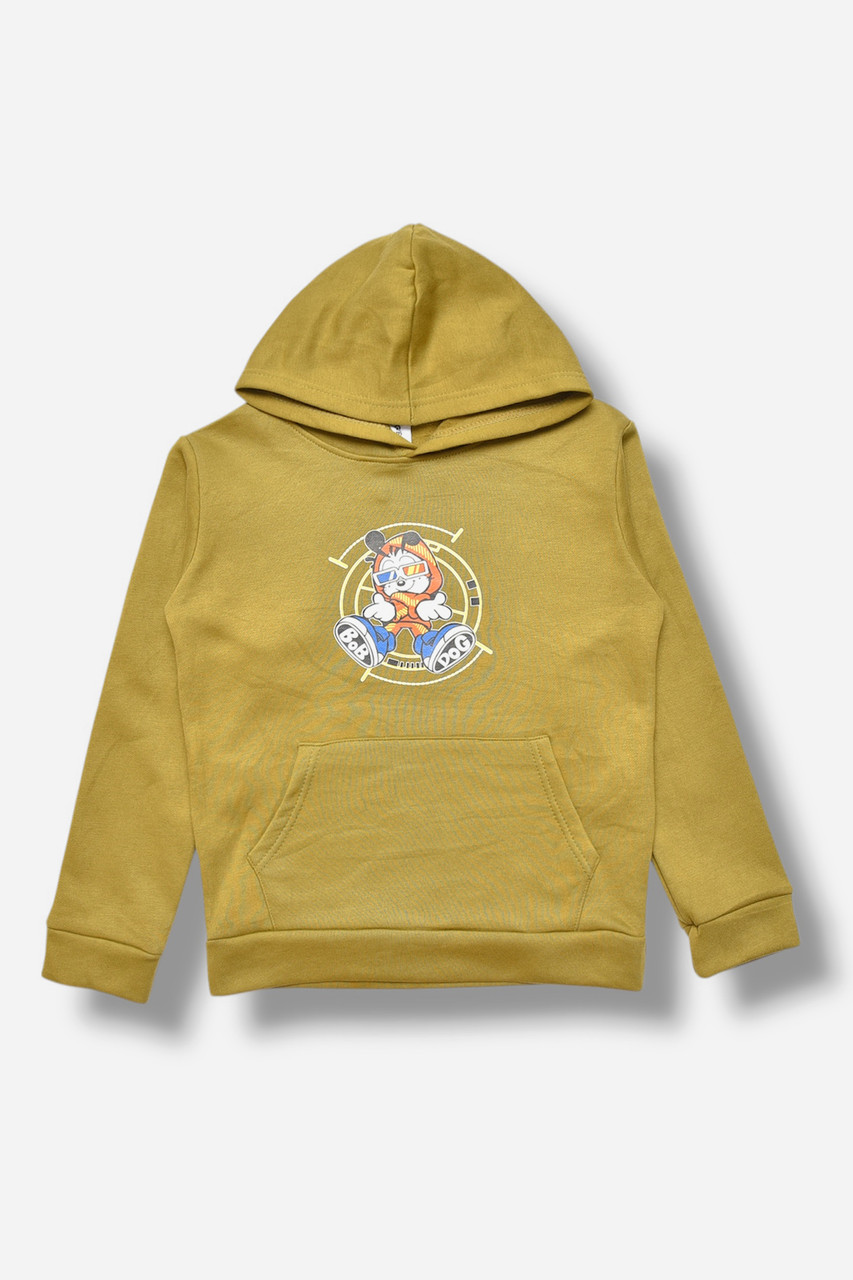 Світшот дитячий для хлопчика на флісі оливкового кольору 206005M, фото 1