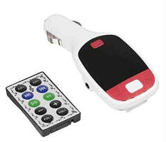 Автомобільний FM-трансмітер FM Modulator Optima FM-02 (Bluetooth, MicroSD, USB, Aux in) White