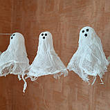 Гірлянда з привидів із марлі (30 шт.) – Хеловінський декор, фото 3
