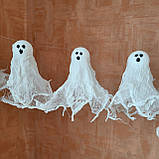Гірлянда з привидів із марлі (30 шт.) – Хеловінський декор, фото 2