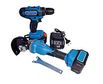 Набір акумуляторних електроінструментів TL 0036 (кутова шліфувальна машина + дриль-шуруповерт) в кейсі