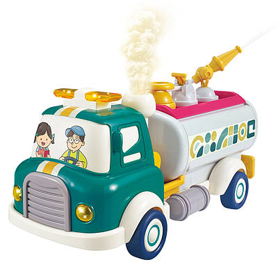 Конструктор іграшка для дітей Інерційна машинка вантажівка з цистерною ллє воду / Спецтехніка світло звук пар