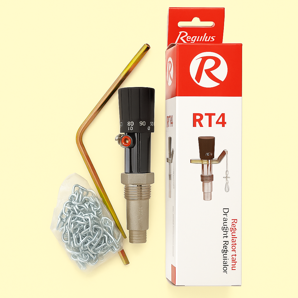 Механічний регулятор тяги Regulus РТ-4 — терморегулятор для твердопаливних котлів, фото 1