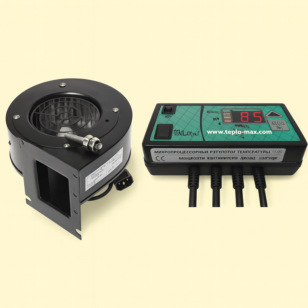 Автоматика для твердопаливного котла AL RT-22 з вентилятором NWS-75 — блок керування і регулятор температури, фото 1