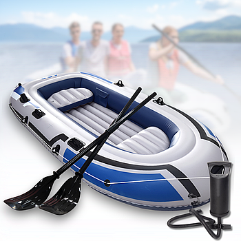 Надувний чотиримісний човен 264x145x41 см з 2 подушками, насосом та веслами JR-2400