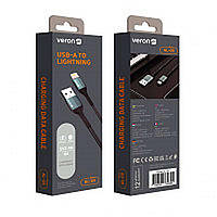 Заряднее устройство адаптер для мобильного телефона Cable USB to Lightning 2.4A (1m) Veron NL09 Nylon Black