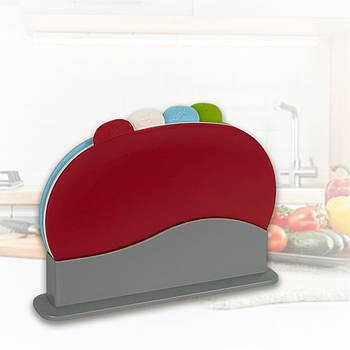 Комплект овальних обробних дощок 30x20 см на підставці 4 в 1 для кухні 9099 Кольорові