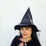 Капелюх відьми з міні мітлою на Хеловін для дорослих і дітей, фото 3