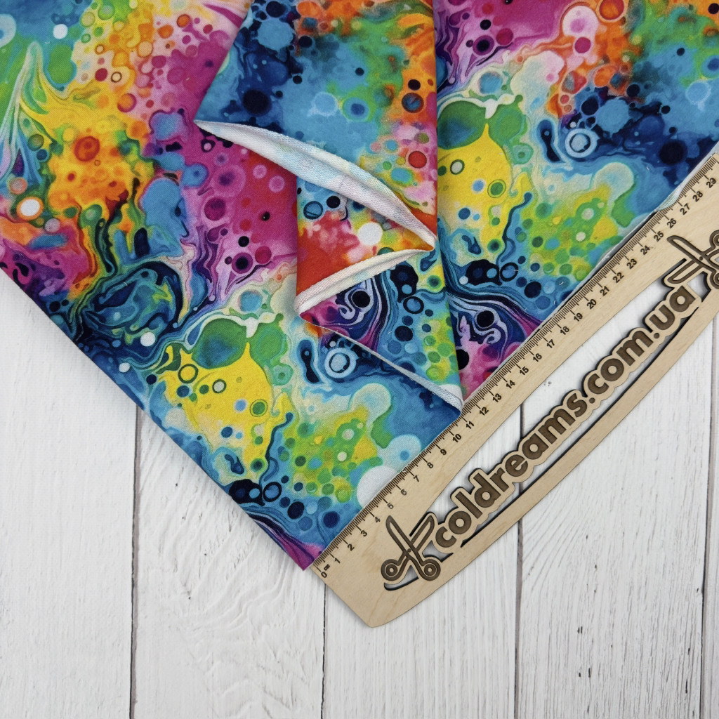 Стрейч кулір принт "Кольорові бризки " - 180см. (діджитал)