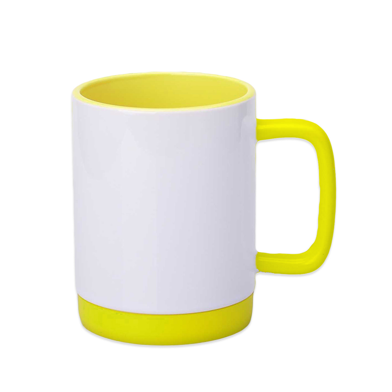 Чашка для сублімації кольорова всередині із силіконовим обідком 300 мл (жовтий), фото 1