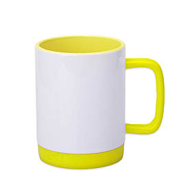 Чашка для сублімації кольорова всередині із силіконовим обідком 300 мл (жовтий)