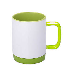 Чашка для сублімації кольорова всередині із силіконовим обідком 300 мл (салатовий)