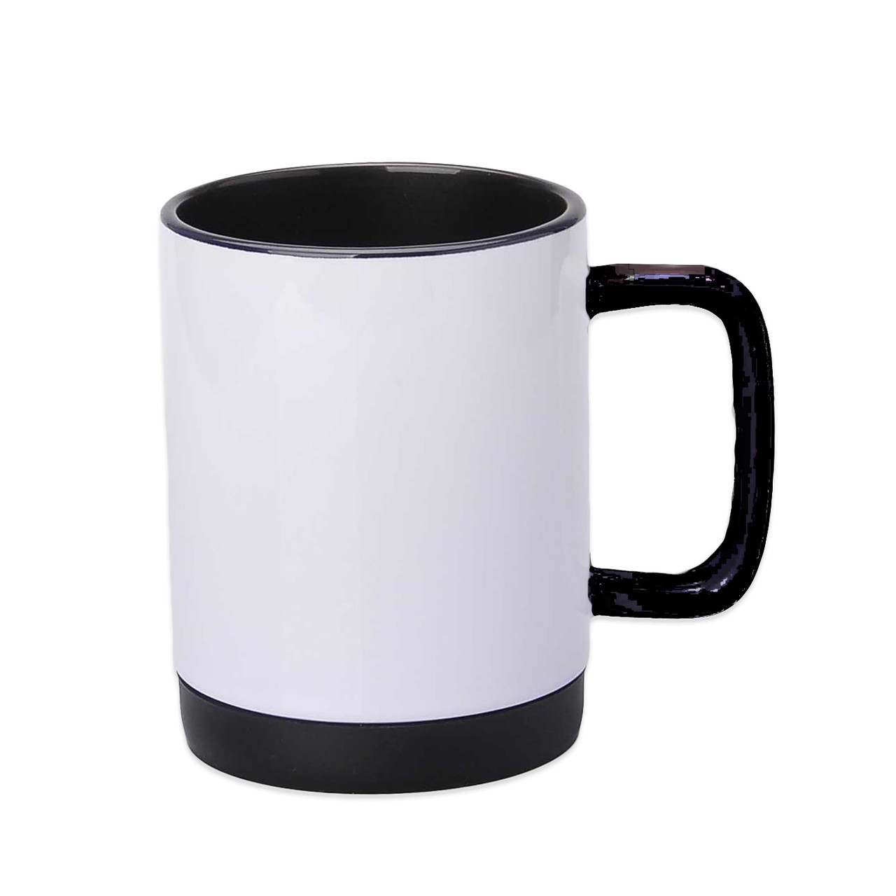 Чашка для сублімації кольорова всередині із силіконовим обідком 300 мл (чорний), фото 1