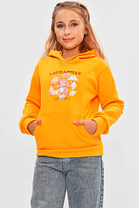 Світшот дитячий для дівчинки на флісі помаранчевого кольору 206022P