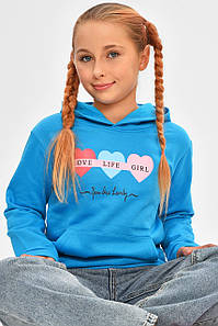 Світшот дитячий для дівчинки на флісі бірюзового кольору 206031P