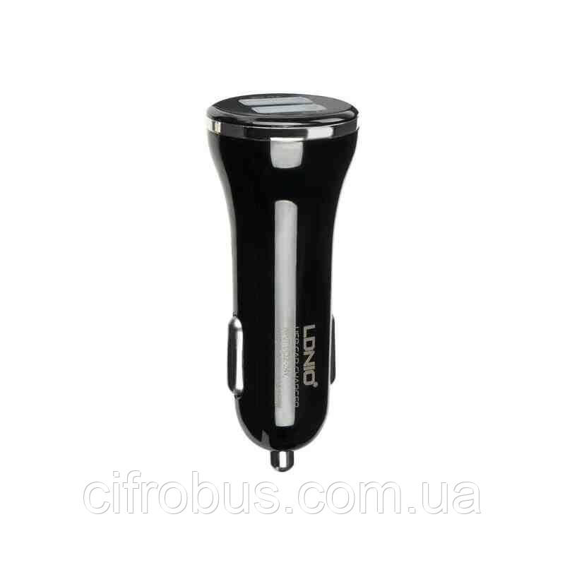 Зарядний пристрій АЗП 2 USB LDNIO (3.1A) Black + USB Cable iPhone 5 (DL-C23), фото 1