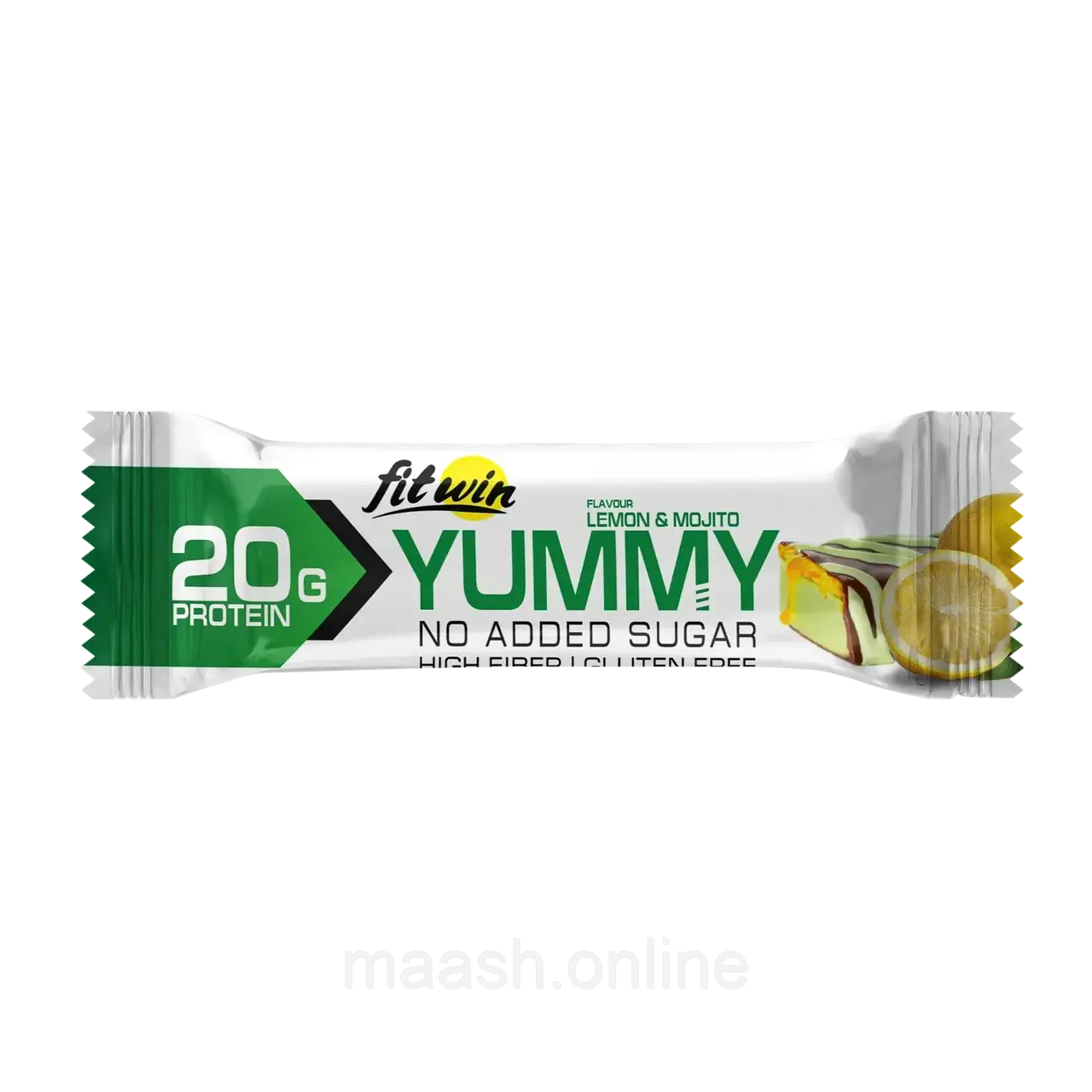 Протеїновий батончик YummY Bar Лимон Мохіто без цукру 36,6% FitWin, 55г, фото 1