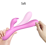 Вібратор з підігрівом у Рожевому кольорі, Вібратор кролик для вагінальної та кліторальної стимуляції, Інтимні, фото 3
