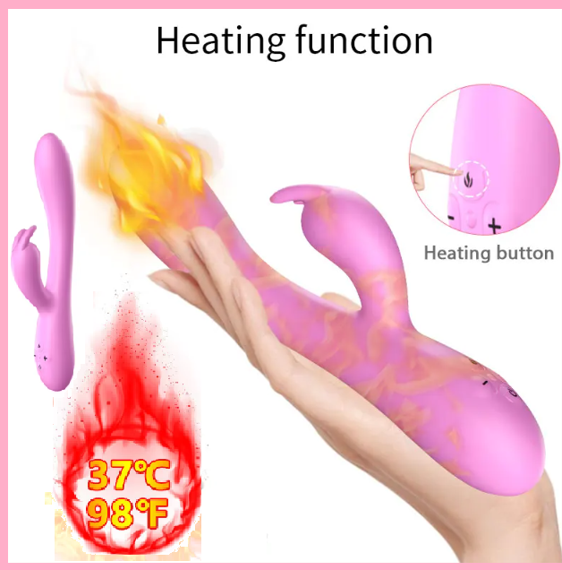 Вібратор з підігрівом у Рожевому кольорі, Вібратор кролик для вагінальної та кліторальної стимуляції, Інтимні, фото 1