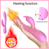 Вібратор з підігрівом у Рожевому кольорі, Вібратор кролик для вагінальної та кліторальної стимуляції, Інтимні