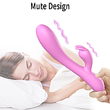 Вібратор з підігрівом у Рожевому кольорі, Вібратор кролик для вагінальної та кліторальної стимуляції, Інтимні, фото 5