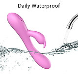 Вібратор з підігрівом у Рожевому кольорі, Вібратор кролик для вагінальної та кліторальної стимуляції, Інтимні, фото 9