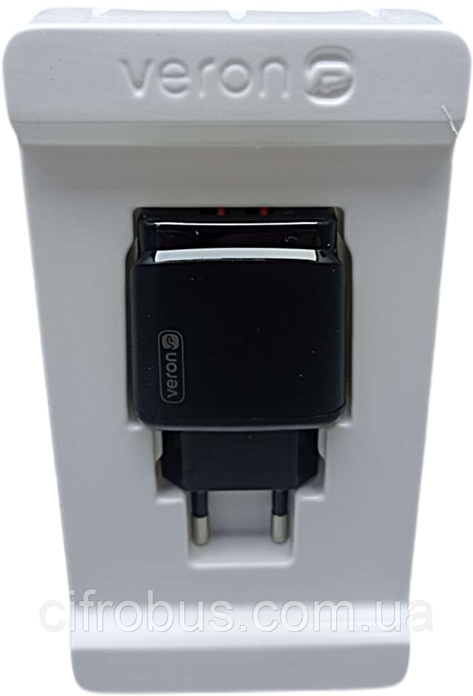 Зарядний пристрій ЗЗП Veron VR-C12 2 USB 2.4 A Black, фото 1