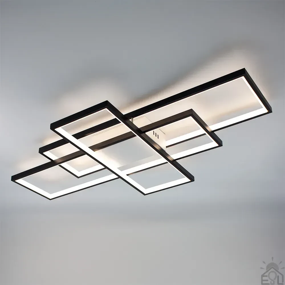 Смарт люстра Esllse SVEN 125W 3S LED APP чорно-бiла 5500Лм 1100x600x80мм світлодіодна з пультом і додатком для смартфону, фото 1