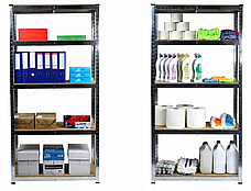 Набір з 2-х металевих стелажів (150 x 70 x 30 см) 4 полиці, навантаження - 150 кг на полицю, Сірий, фото 5