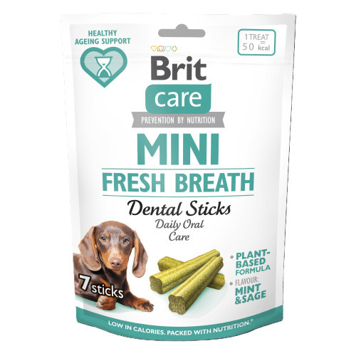 Ласощі Brit Care Mini Treats Fresh Breath для собак малих порід, для свіжого подиху й здоров’я зубів, 7 шт/120 г (*), фото 1