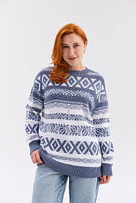 Джемпер "Ягода" (сіро-блакитний - білий)