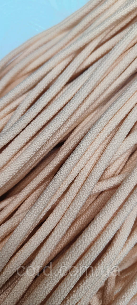 Шнур круглий з наповнювачем 6мм персик моток 100м, фото 1