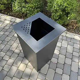 Урна вулична з попільничкою 50л, сталь, порошкове фарбування, дно знімне, чорна матова