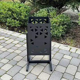 Урна вулична 25л сталева з перфорацією, чорна матова, для брендування