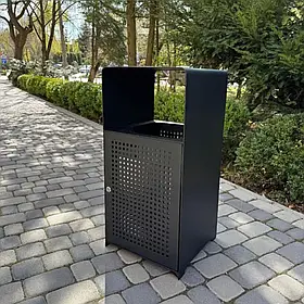 Урна вулична металева 40л з перфорацією, чорна, для брендування